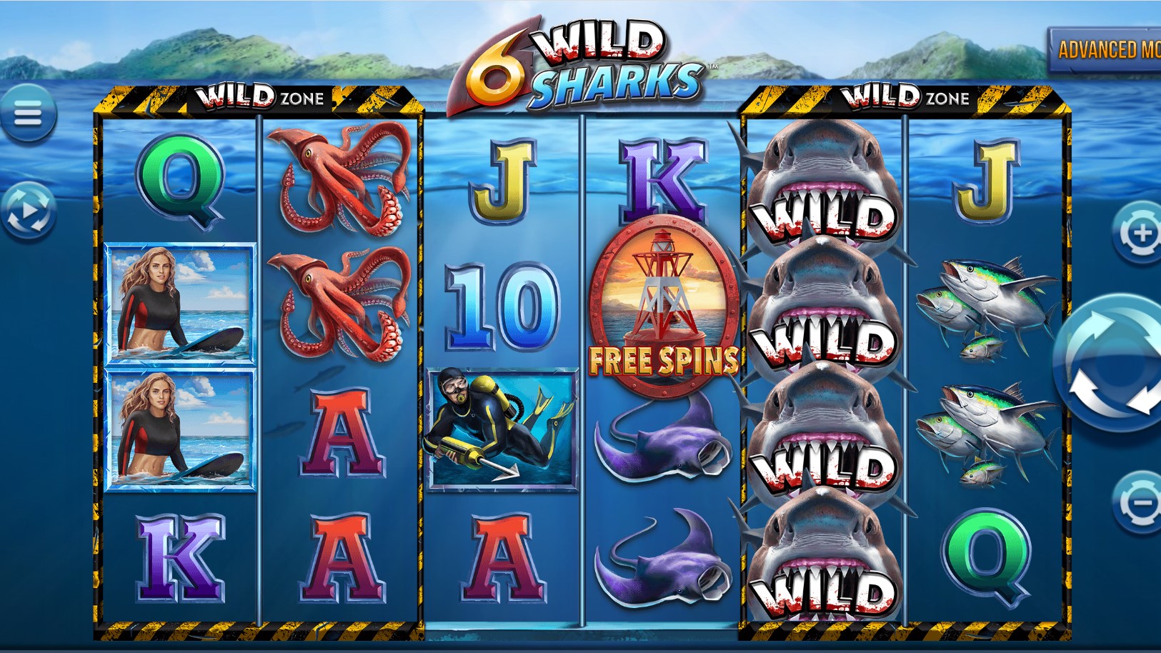 Gameplay of 6 Wild Sharks