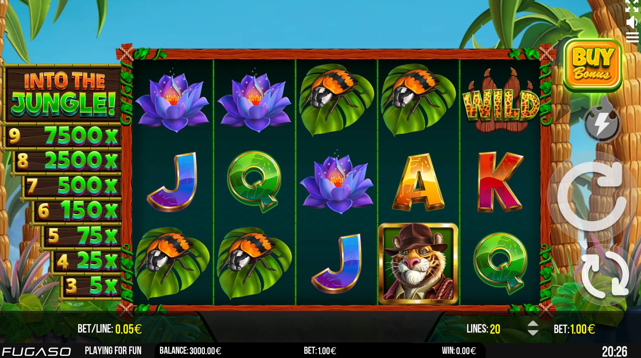 Gameplay of Into The Jungle Bonus Buy