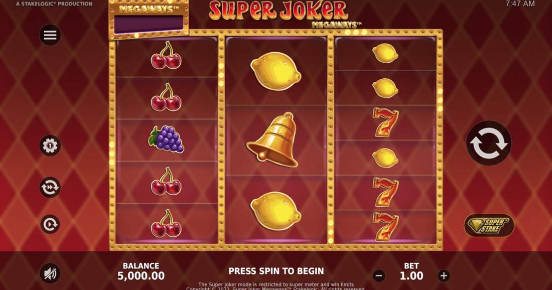 Gameplay of Super Joker Megaways