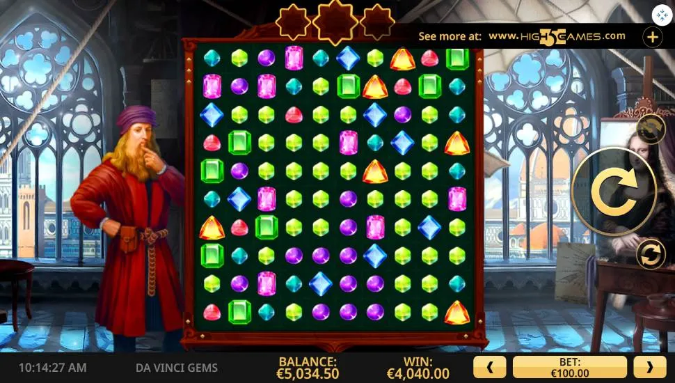 Gameplay of Da Vinci Gems Racking Up Riches