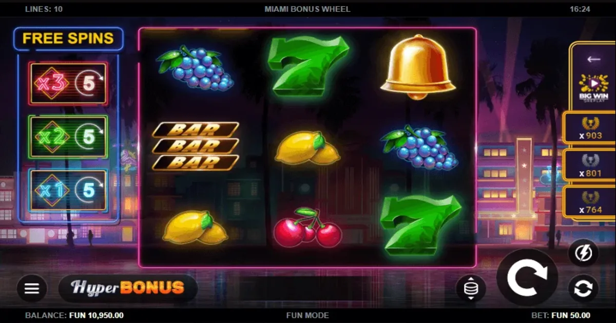 Gameplay of Miami Bonus Wheel